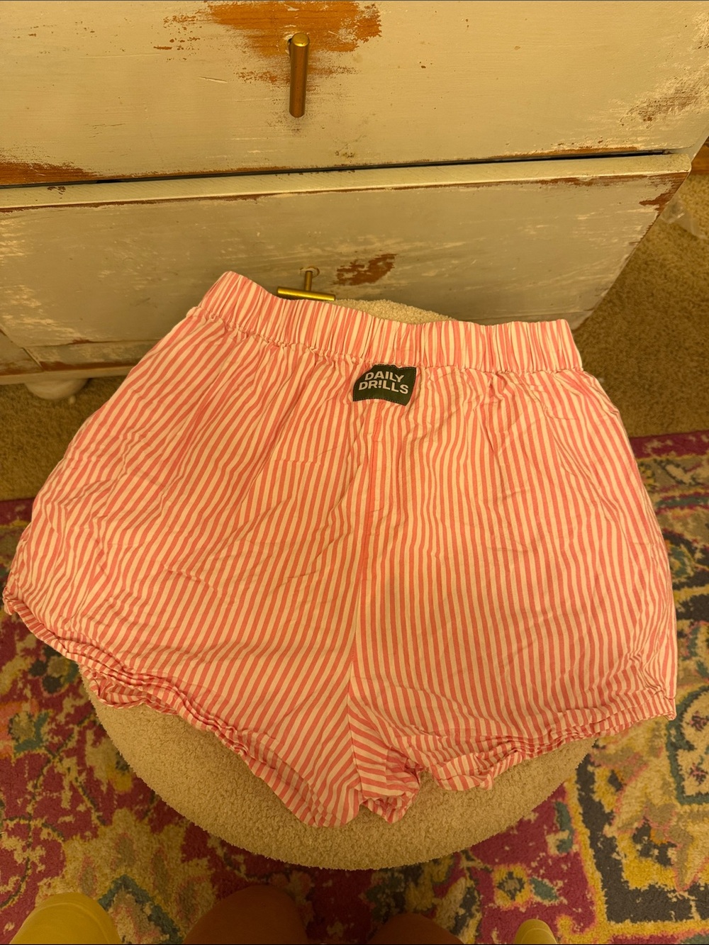Daily Drills Pink and White Striped Athletic Shorts